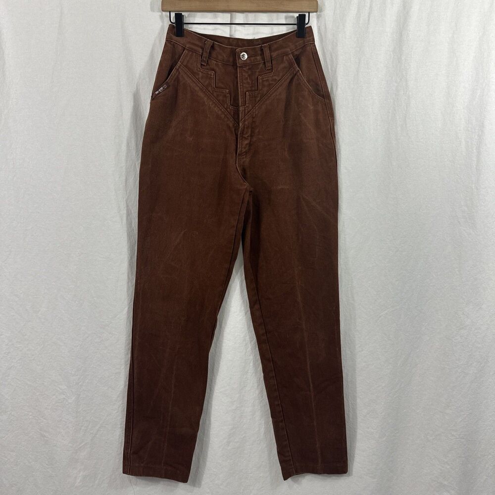 Blaze Vintage Pueblo Brown Paneled Rodeo Cowgirl Jeans Womens Sz 7/27 Distressed